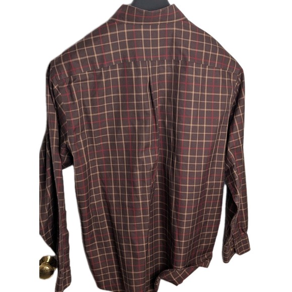 Brooks Brothers Mens Plaid Long Sleeve Button Casual Shirt Brown L Window Pane - Picture 3 of 8